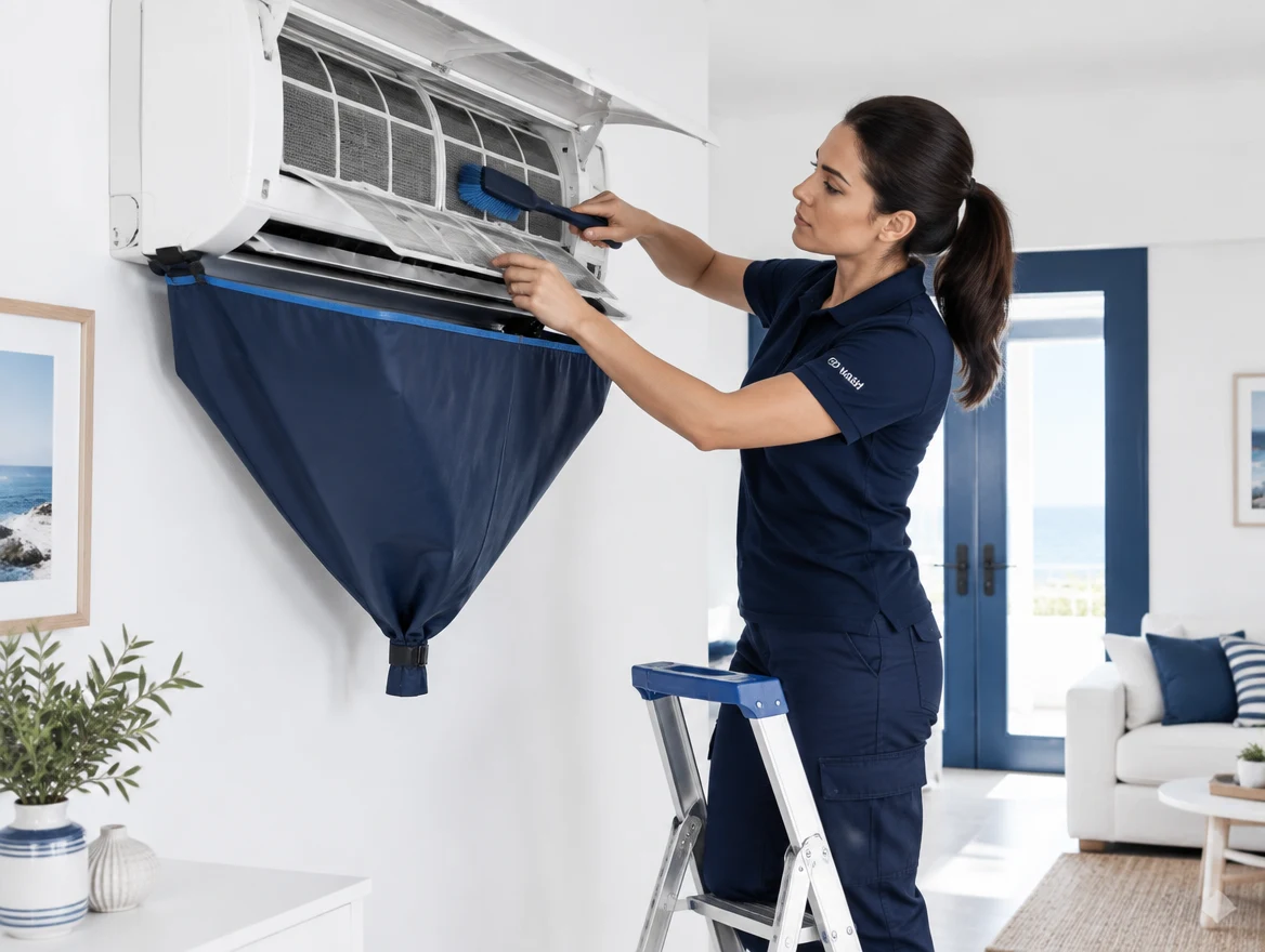 Un professionnel GoWash en action : climatisation